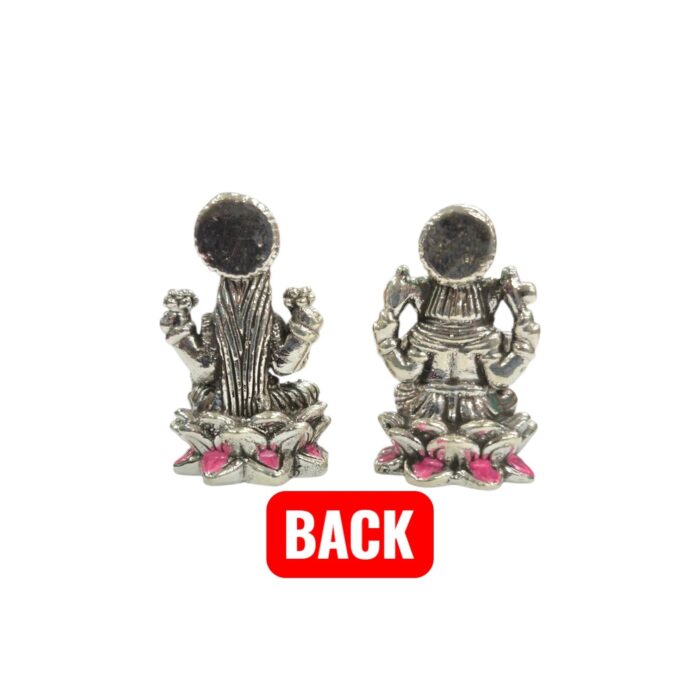 Pure Silver Lakshmi Ganesha Idol Pair - 4cm - Image 6
