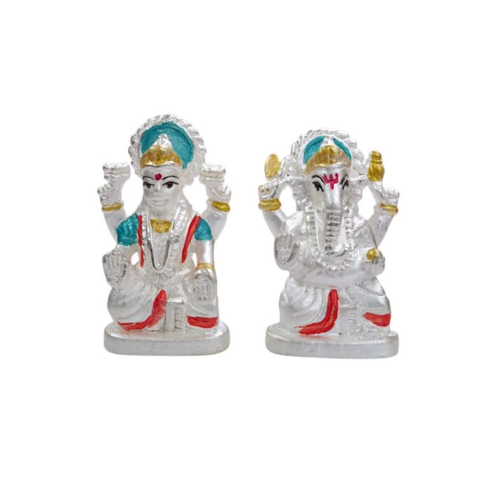 Pure Silver Lakshmi Ganesha Idol Set - Image 3