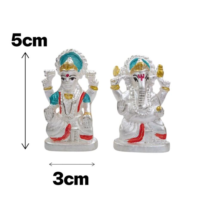 Pure Silver Lakshmi Ganesha Idol Set - Image 6