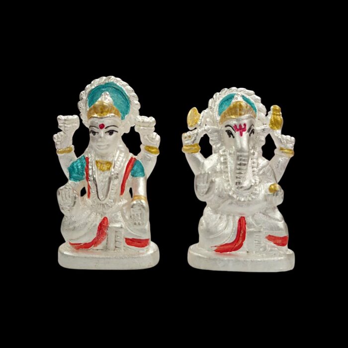 Pure Silver Lakshmi Ganesha Idol Set - Image 2