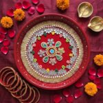 Decorated Karwa Chauth Thali Set with Lota & Channi - Image 2