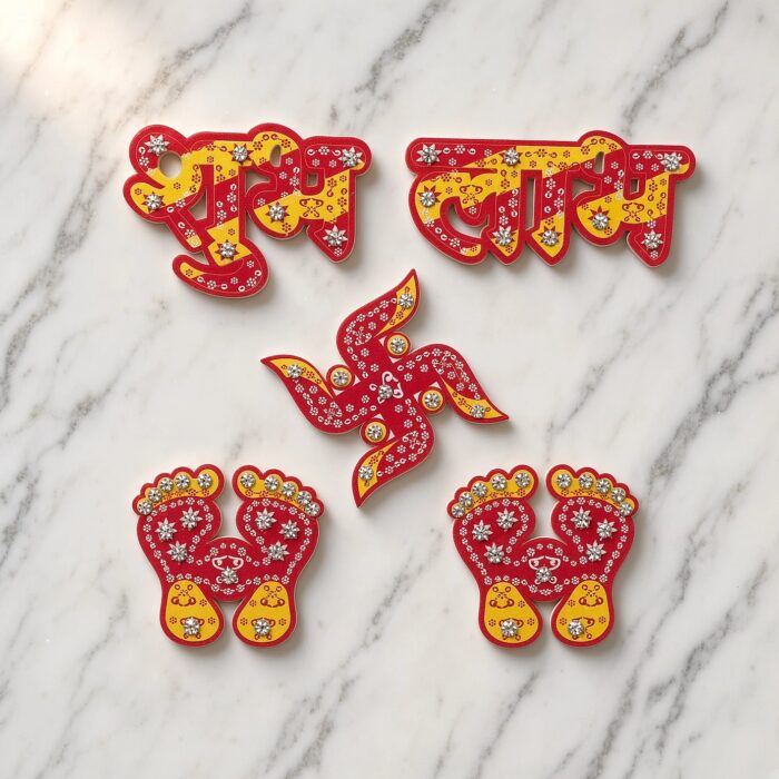 Complete Diwali set of Shubh Labh, Lakshmi Charan and Swastik