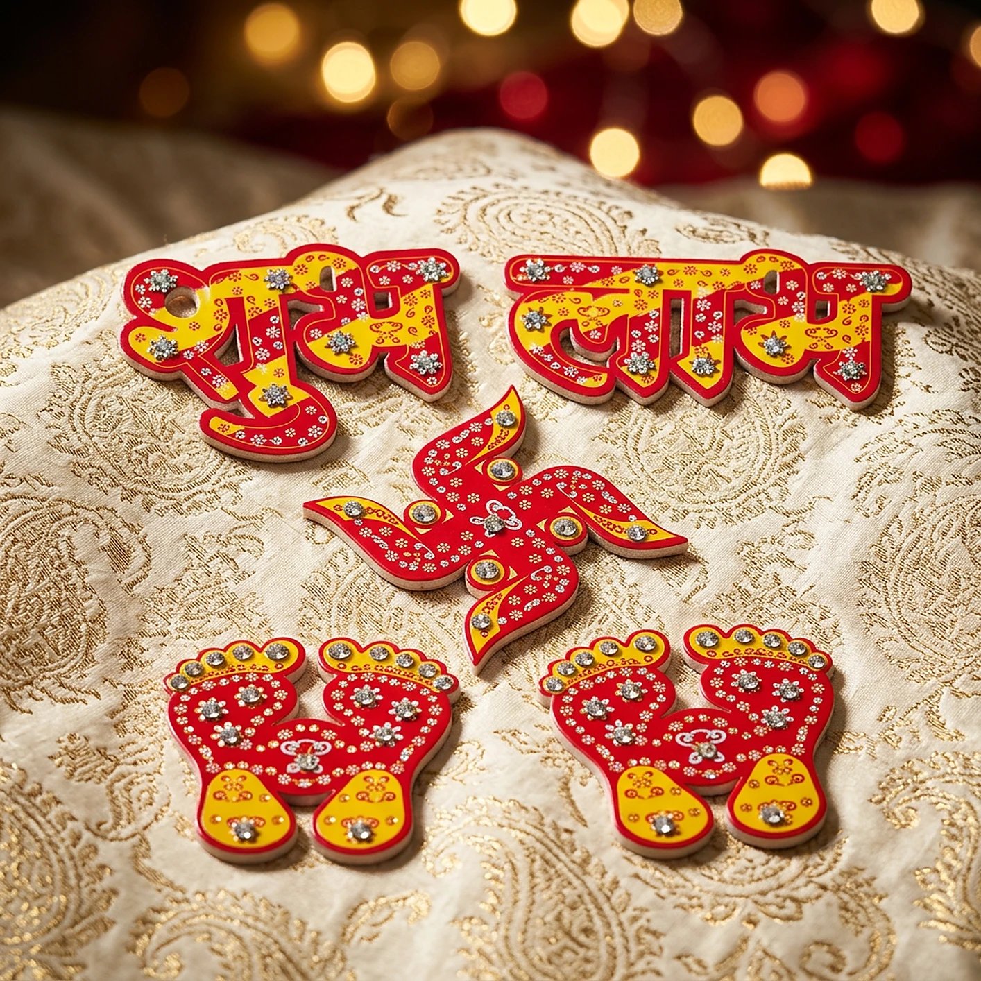 Shubh Labh, Lakshmi Charan and Swastik set Shubh Labh Set with pair of Lakshmi charan and Swastik