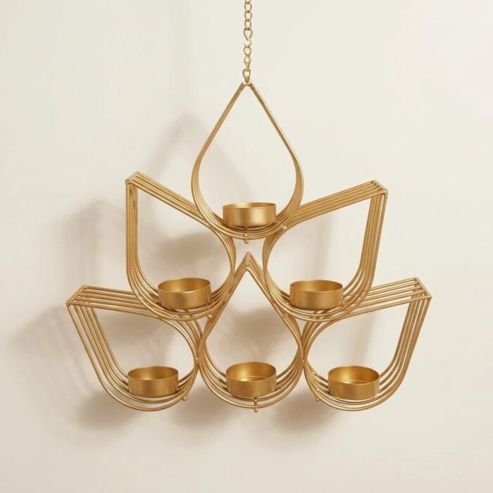 Golden Lotus hanging Diya holder - Image 2
