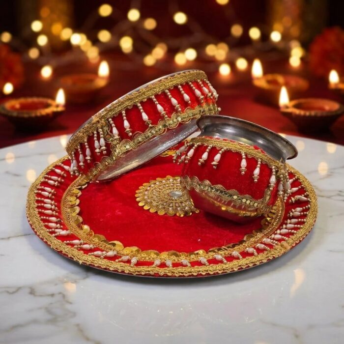 Decorative Karwa chauth thali set with Channi & lota
