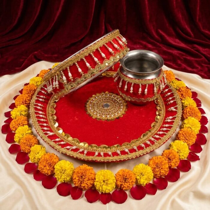 Lota, channi & steel plate set for Karwa Chauth pooja in Canada