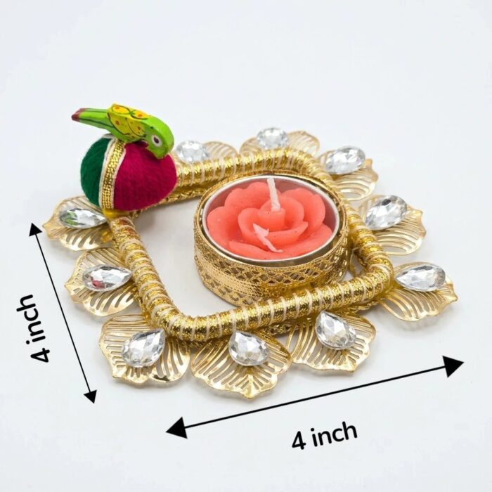 Decorative Diya with Parrot | 2 Colors - Image 3