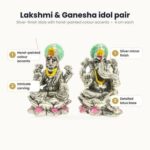 Pure Silver Lakshmi Ganesha Idol Pair - 4cm - Image 3