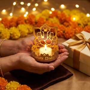 Shadow Ganesh Metal Diya for Diwali Decor