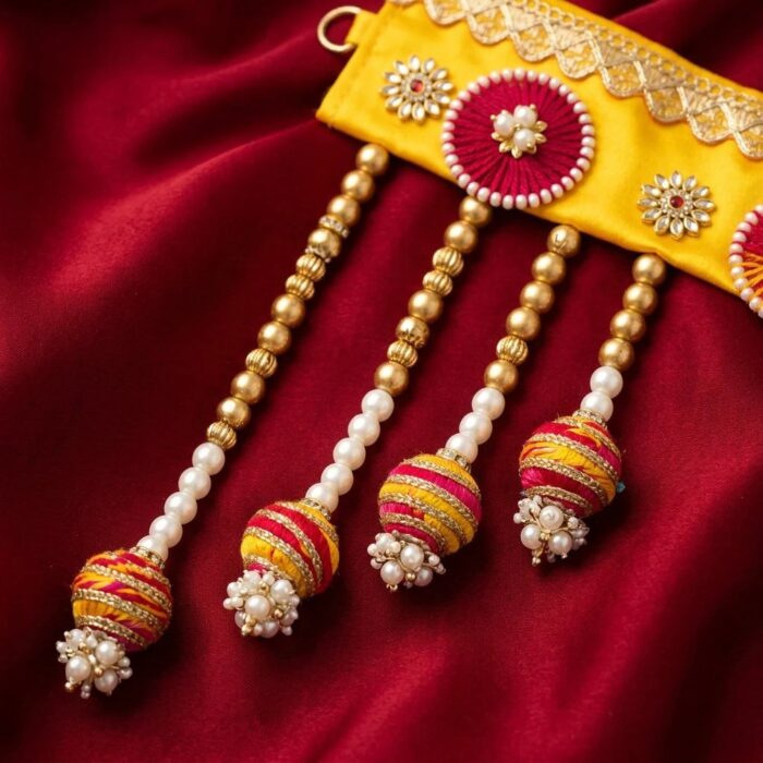 Yellow Gota Patti Bandhanwar Toran - Embroidered Door Hanging, 39″ - Image 2