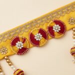 Yellow Gota Patti Bandhanwar Toran - Embroidered Door Hanging, 39″ - Image 3