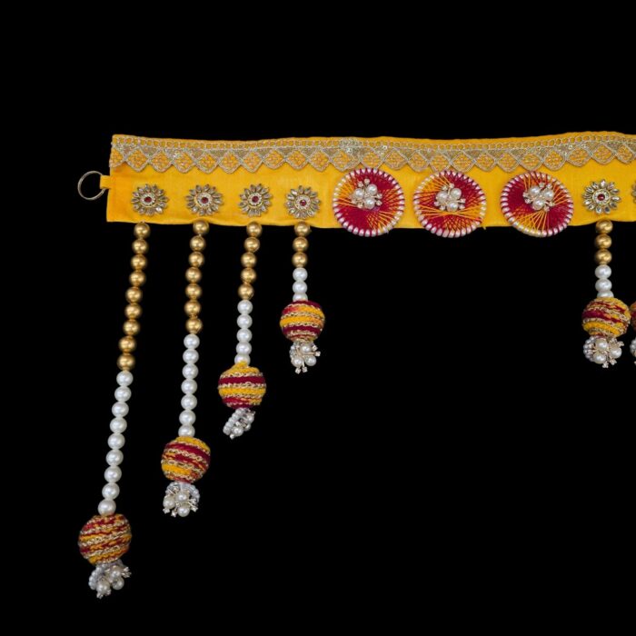Yellow Gota Patti Bandhanwar Toran - Embroidered Door Hanging, 39″ - Image 4