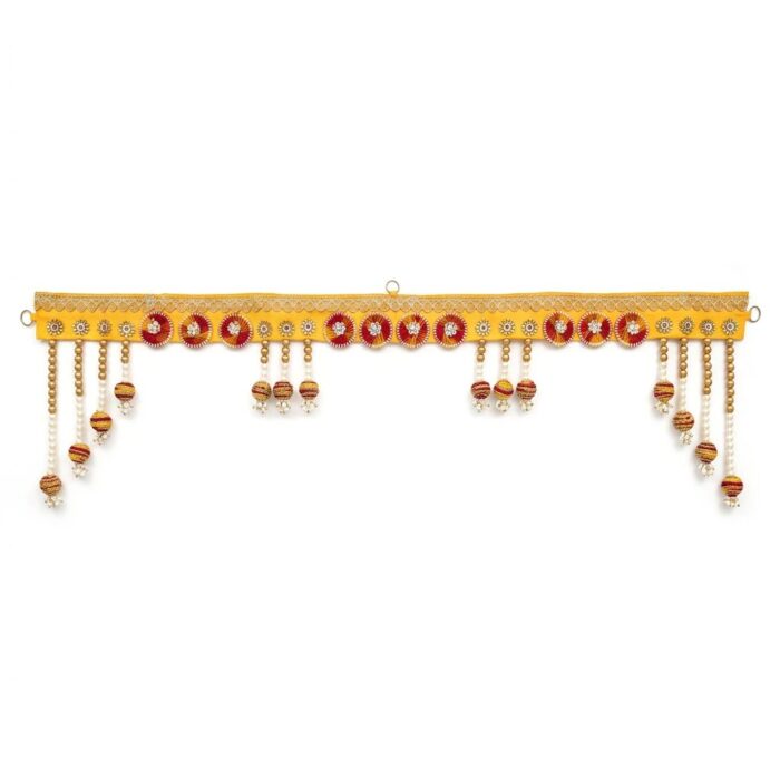 Yellow Gota Patti Bandhanwar Toran - Embroidered Door Hanging, 39″ - Image 5