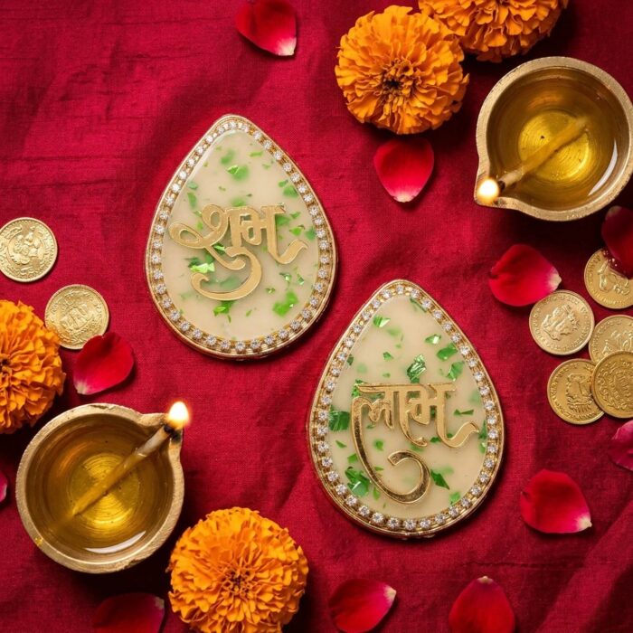 Shubh Labh Diwali Decoration Set - Green Color