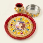 Decorated Karwa chauth thali set - Matching Channi , Lota and thali