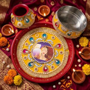 Karwa chauth thali set - Matching Channi , Lota and thali