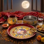 Decorated Karwa chauth thali set - Matching Channi , Lota and thali