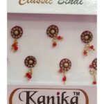 Kanika Maroon & Golden Bead Ghungroo Bindi - Image 2