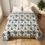 Cotton quilt with reversible block-printed rajai