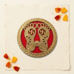 Lakshmi Charan Paduka laid within a rangoli on Diwali in Canada