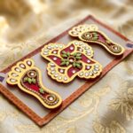 Close up of premium charan paduka for Diwali Decor