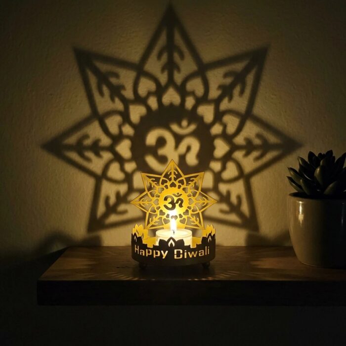 Shadow diya with Om | Metal Tea light holder