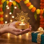 Shadow metal diya with Om | Perfect Diwali decor and Gift
