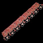 Full red peacock bandhanwar toran gold embroidered door hanging with pearl rings and tassels on black background
