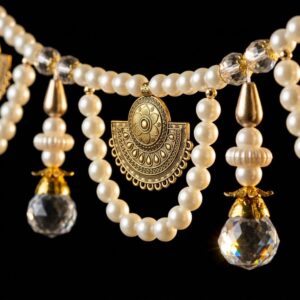 Pearl toran bandhanwar with ivory pearls antique gold lotus charms