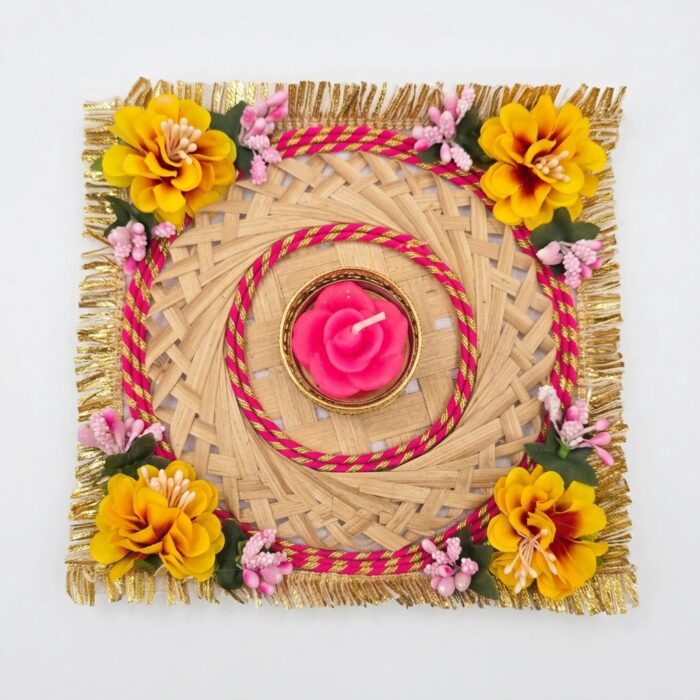 Bamboo Rangoli Diya center piece - Image 3