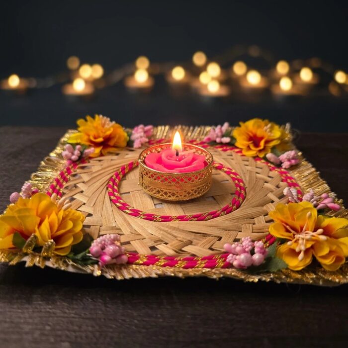 Bamboo Rangoli Diya center piece - Image 5
