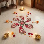 Swastik Metal Rangoli Set - Red and Green - Image 3