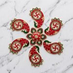 Swastik Metal Rangoli Set - Red and Green - Image 5