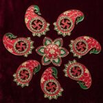 Swastik Metal Rangoli Set - Red and Green - Image 2