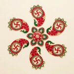 Swastik Metal Rangoli Set - Red and Green - Image 6