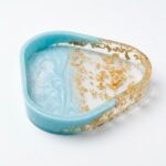 Resin triangle tray with gold flake design