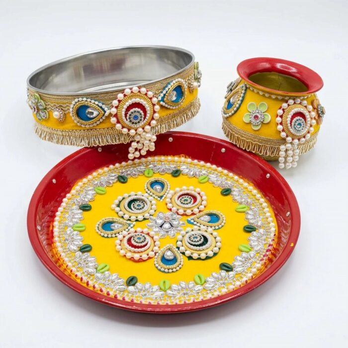 Festive Karwa Chauth Thali Set with channi & Lota - Image 7