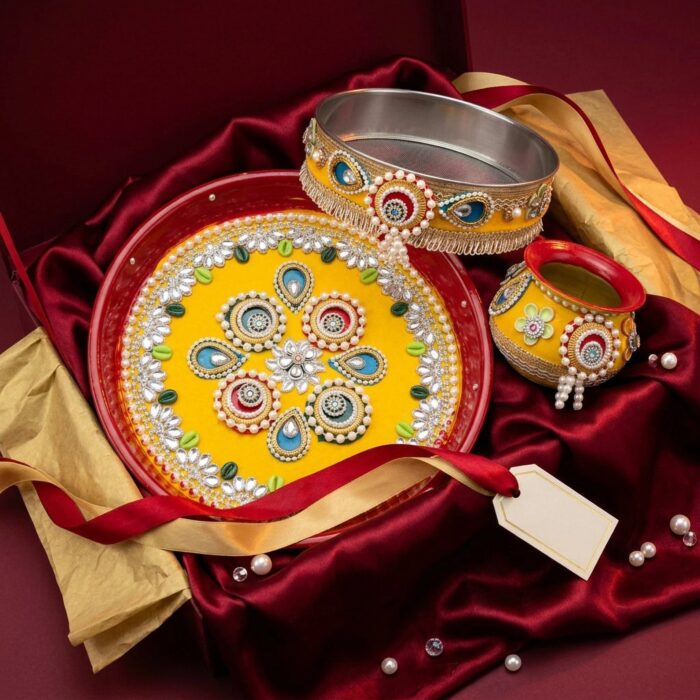 Festive Karwa Chauth Thali Set with channi & Lota - Image 4