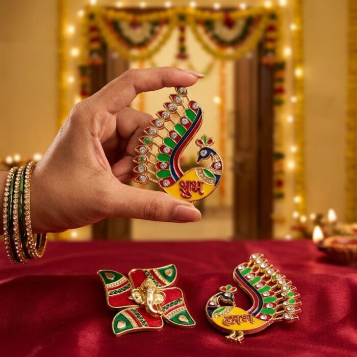Peacock Shubh Labh with Swastik - Image 3