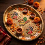 Shubh Labh decoration on a Diwali Pooja thali