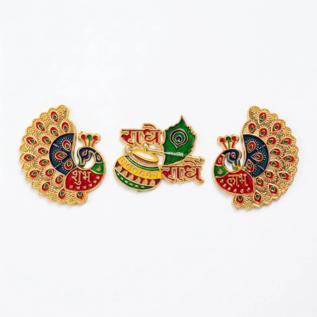 Shubh Labh Diwali decor Peacock shubh labh with Radhey radhey