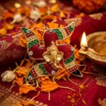 Close up of Auspicious swastik with Ganesh